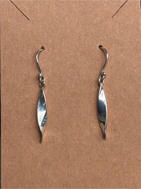 Sterling Silver Twisted Drop Earrings - Silver